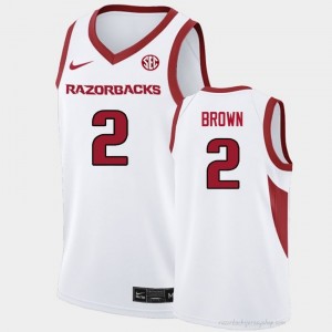 Amere Brown #2 Arkansas White Authentic Men's Basketball College Jersey | Hog Wild Premium Gear 69242859