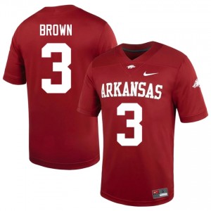 CJ Brown #3 Arkansas Razorbacks Cardinal Authentic Men's Football NCAA Jersey | Hog Wild Premium Gear 77444921