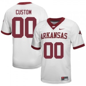 Custom #00 White Men's Football NCAA Jersey | Official Arkansas Razorbacks Team Apparel 82446831