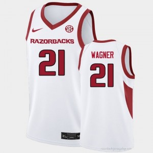D.J. Wagner #21 Arkansas White Authentic Men's Basketball University Jersey | Hog Wild Premium Gear 38640700