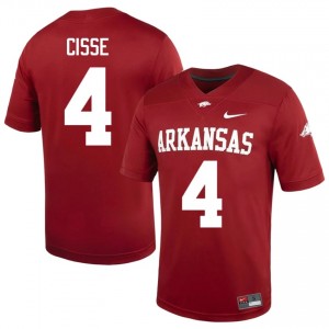 #4 Ismael Cisse Razorbacks Cardinal Men's Football Jersey | SEC NCAA Licensed Gear 98137558