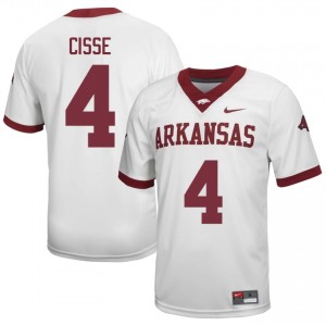 Arkansas Razorbacks Ismael Cisse #4 White Jersey | Men's Football Premium Stitch Edition 40758398
