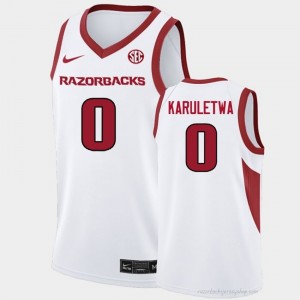#0 Jaden Karuletwa Arkansas White Men's Basketball Jersey | SEC NCAA Licensed Gear 95915601