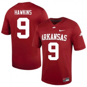 Jamari Hawkins #9 Arkansas Razorbacks Cardinal Authentic Men's Football College Jersey | Hog Wild Premium Gear 60887255