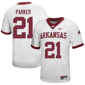 Jasper Parker #21 White Men's Football NCAA Jersey | Official Arkansas Razorbacks Team Apparel 97588897