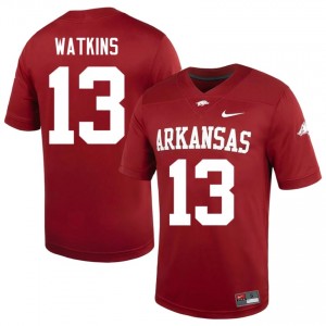 #13 Jelani Watkins Arkansas Razorbacks Cardinal Men's Football Jersey | SEC NCAA Licensed Gear 55274327