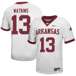 Arkansas Razorbacks Jelani Watkins #13 White Jersey | Men's Football Premium Stitch Edition 40580469
