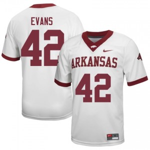 Jeremy Evans #42 White Men's Football College Jersey | Official Arkansas Razorbacks Team Apparel 71119387
