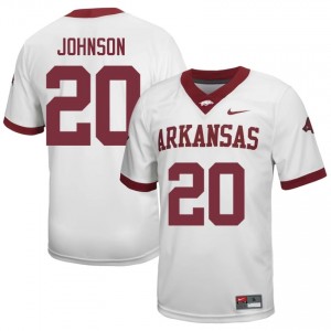 Arkansas Razorbacks Joker Johnson #20 White Jersey | Men's Football Premium Stitch Edition 37540073