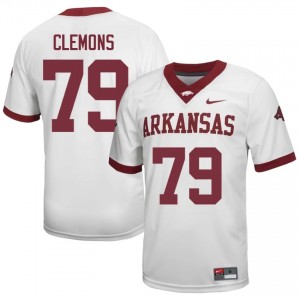 Josiah Clemons #79 White Men's Football NCAA Jersey | Official Arkansas Razorbacks Team Apparel 75396717