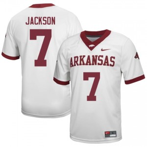 KJ Jackson #7 White Men's Football Player Jersey | Official Razorbacks Team Apparel 84564356