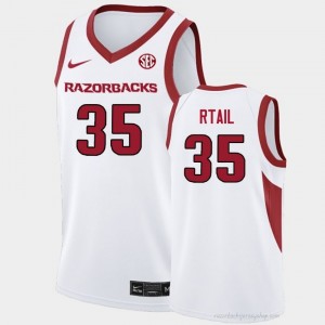Karim Rtail #35 Arkansas Razorbacks White Authentic Men's Basketball NCAA Jersey | Hog Wild Premium Gear 61097077