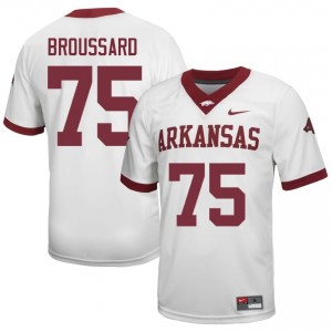 Kavion Broussard #75 White Men's Football Player Jersey | Official Razorbacks Team Apparel 92890450