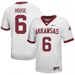 Arkansas Razorbacks Khmori House #6 White Jersey | Men's Football Premium Stitch Edition 26615601
