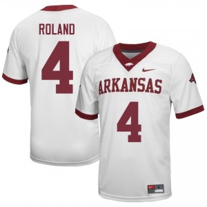 La'khi Roland #4 White Men's Football College Jersey | Official Arkansas Razorbacks Team Apparel 45694579