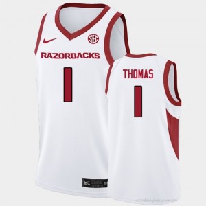 #1 Meleek Thomas Arkansas Razorbacks White Men's Basketball Jersey | SEC NCAA Licensed Gear 71376181