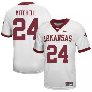 Miguel Mitchell #24 White Men's Football NCAA Jersey | Official Arkansas Razorbacks Team Apparel 15995587