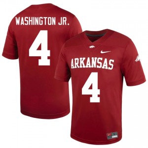 Mike Washington Jr. #4 Arkansas Razorbacks Cardinal Authentic Men's Football NCAA Jersey | Hog Wild Premium Gear 32730690