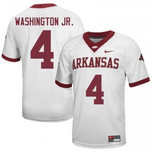 Mike Washington Jr. #4 White Men's Football College Jersey | Official Arkansas Razorbacks Team Apparel 54452527