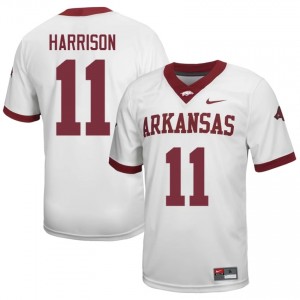 Arkansas Monte Harrison #11 White Jersey | Men's Football Premium Stitch Edition 48297384
