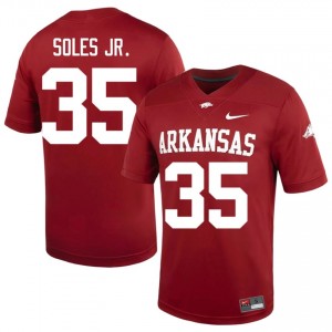 #35 Steven Soles Jr. Arkansas Razorbacks Cardinal Men's Football Jersey | SEC NCAA Licensed Gear 52523460
