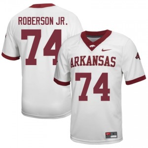 Arkansas Razorbacks Terence Roberson Jr. #74 White Jersey | Men's Football Premium Stitch Edition 93079301