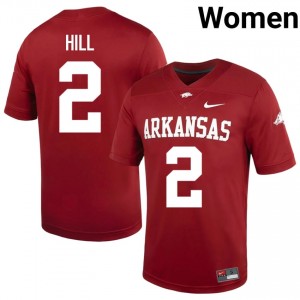 #2 AJ Hill Arkansas Razorbacks Cardinal Women's Football Jersey | SEC NCAA Licensed Gear 19583809
