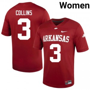 #3 Alex Collins Arkansas Razorbacks Cardinal Women's Football Jersey | SEC NCAA Licensed Gear 52404042