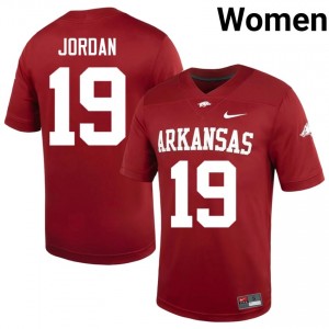 #19 Antonio Jordan Razorbacks Cardinal Women's Football Jersey | SEC NCAA Licensed Gear 68004881