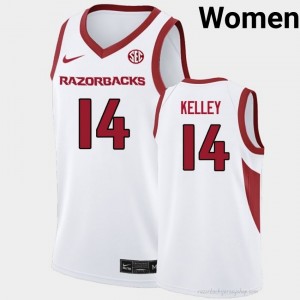 Ayden Kelley #14 Arkansas Razorbacks White Authentic Women's Basketball College Jersey | Hog Wild Premium Gear 62037698