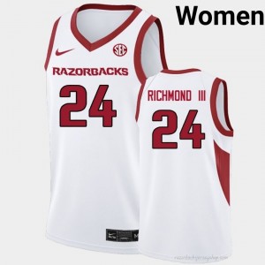 #24 Billy Richmond III Arkansas Razorbacks White Women's Basketball Jersey | SEC NCAA Licensed Gear 32406435