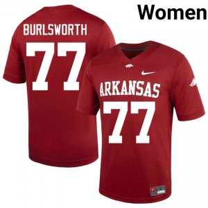 Brandon Burlsworth #77 Arkansas Razorbacks Cardinal Authentic Women's Football NCAA Jersey | Hog Wild Premium Gear 47309476