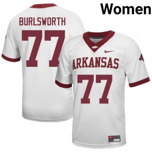 Brandon Burlsworth #77 White Women's Football College Jersey | Official Arkansas Razorbacks Team Apparel 56814789