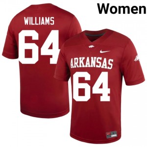 Bryant Williams #64 Arkansas Razorbacks Cardinal Authentic Women's Football NCAA Jersey | Hog Wild Premium Gear 82099413