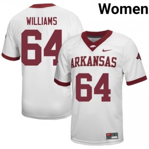 Bryant Williams #64 White Women's Football College Jersey | Official Arkansas Razorbacks Team Apparel 87507924