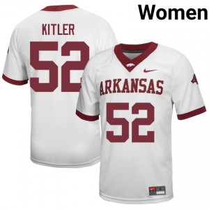 Caden Kitler #52 White Women's Football NCAA Jersey | Official Arkansas Razorbacks Team Apparel 22339604