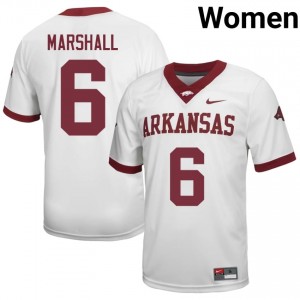 UARK Chris Marshall #6 White Jersey | Women's Football Premium Stitch Edition 69068301