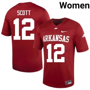 #12 Clyde Scott Arkansas Razorbacks Cardinal Women's Football Jersey | SEC NCAA Licensed Gear 36531879