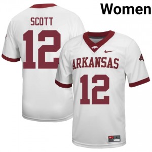 UARK Clyde Scott #12 White Jersey | Women's Football Premium Stitch Edition 89130841
