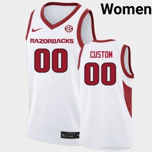 #00 Custom Arkansas Razorbacks White Women's Basketball Jersey | SEC NCAA Licensed Gear 86449170