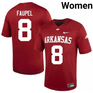 Donovan Faupel #8 Arkansas Razorbacks Cardinal Authentic Women's Football NCAA Jersey | Hog Wild Premium Gear 41707003