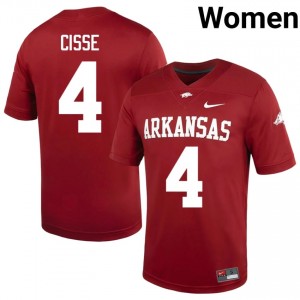 Ismael Cisse #4 UARK Cardinal Authentic Women's Football University Jersey | Hog Wild Premium Gear 89281872