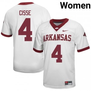 Ismael Cisse #4 White Women's Football High School Jersey | Official Arkansas Team Apparel 16597235