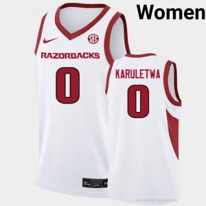 #0 Jaden Karuletwa Razorbacks White Women's Basketball Jersey | SEC NCAA Licensed Gear 86417379