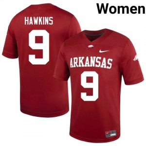 #9 Jamari Hawkins Razorbacks Cardinal Women's Football Jersey | SEC NCAA Licensed Gear 70279807