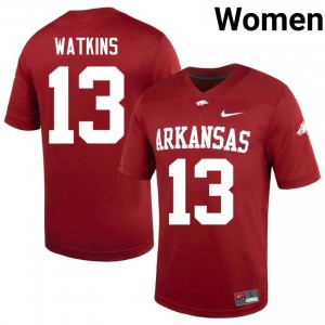 Jelani Watkins #13 Arkansas Cardinal Authentic Women's Football High School Jersey | Hog Wild Premium Gear 83403184