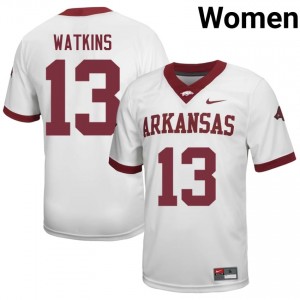 Jelani Watkins #13 White Women's Football Player Jersey | Official Razorbacks Team Apparel 10585091