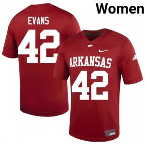 #42 Jeremy Evans Arkansas Cardinal Women's Football Jersey | SEC NCAA Licensed Gear 36806033