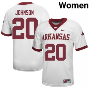 Joker Johnson #20 White Women's Football Player Jersey | Official Razorbacks Team Apparel 47351988