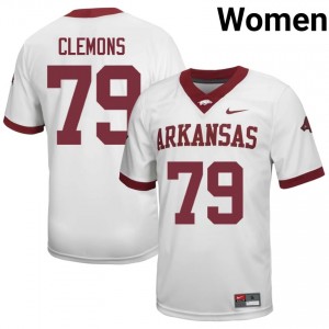 Arkansas Josiah Clemons #79 White Jersey | Women's Football Premium Stitch Edition 34154558